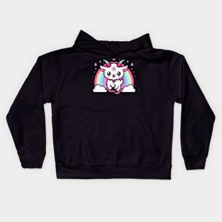 Kawaii White Goat Pentagram Kids Hoodie